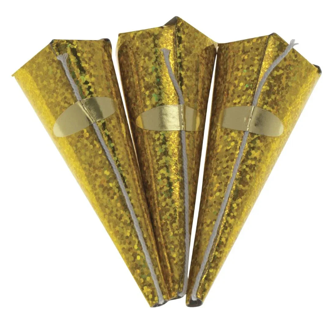 HY185 Swantex Gold Holographic Cone Party Poppers (Pack of 50)