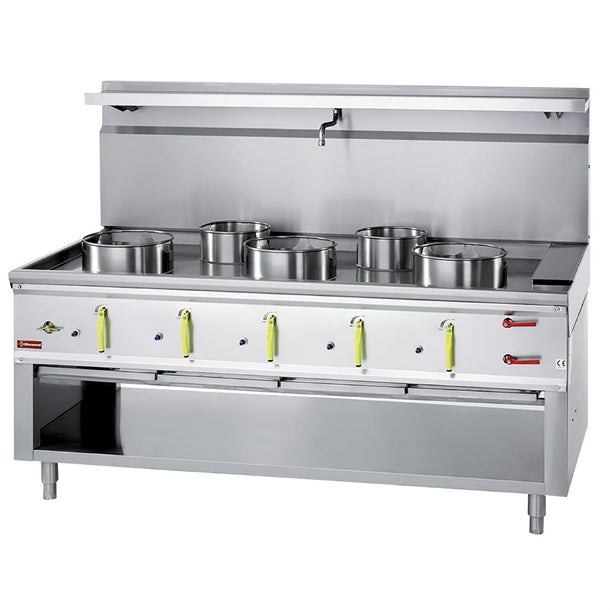 HY192 Diamond 5 Burner Wok Stove with Water Curtain