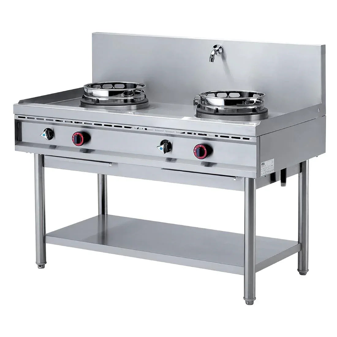 HY198 Diamond Freestanding Gas Double Wok Burner with Cold Water Tap WGL2-13