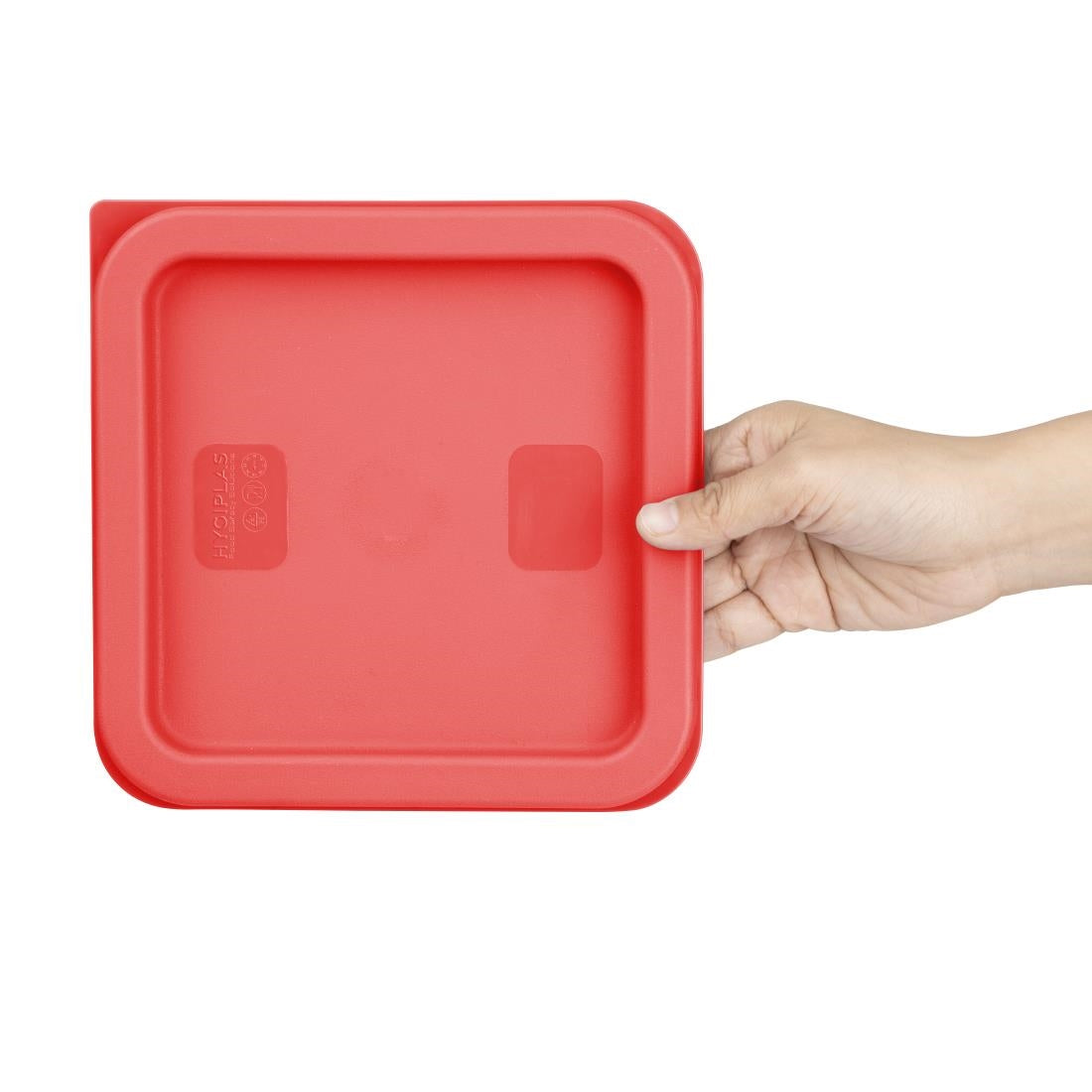HY407 - Hygiplas Square Food Storage Container Lid Red Small
