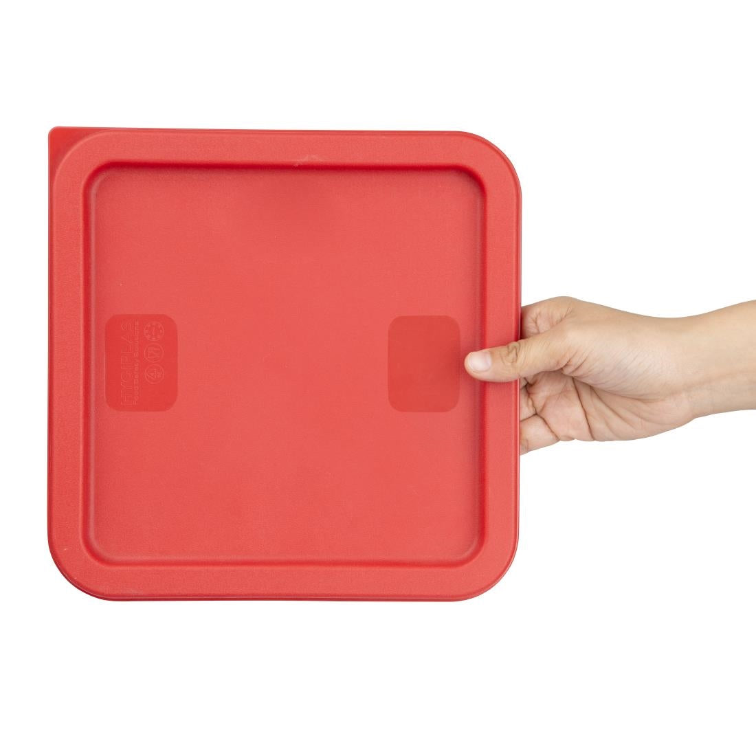 HY408 - Hygiplas Square Food Storage Container Lid Red Medium
