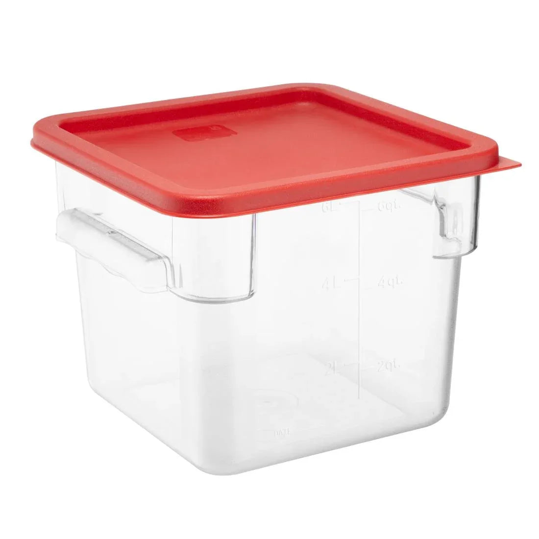 HY408 - Hygiplas Square Food Storage Container Lid Red Medium