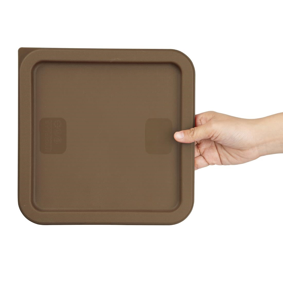 HY423 - Hygiplas Square Food Storage Container Lid Brown Medium