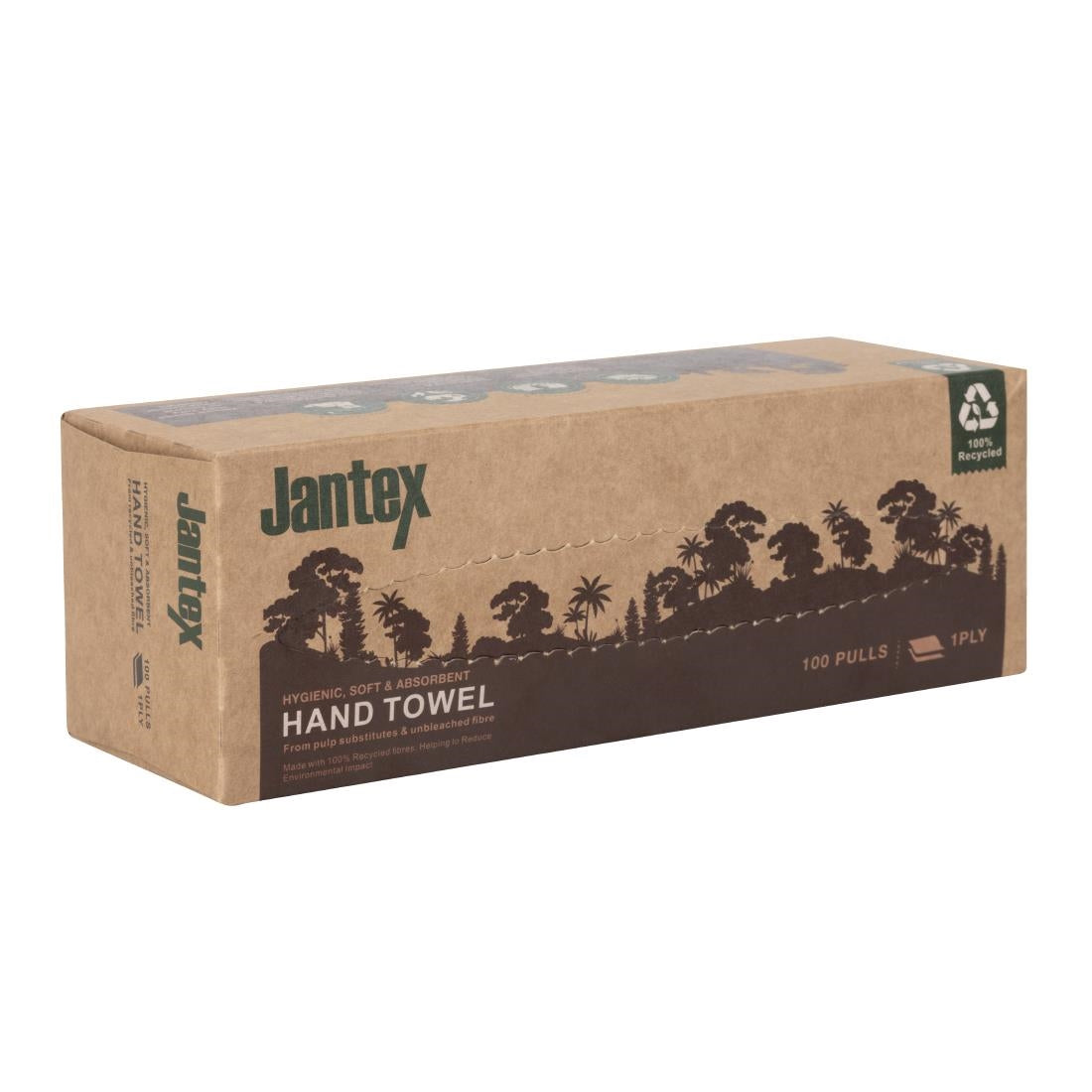 HY595 Jantex Green 100% Recycled Hand Towel 1ply 100 Sheets (36 Pack)