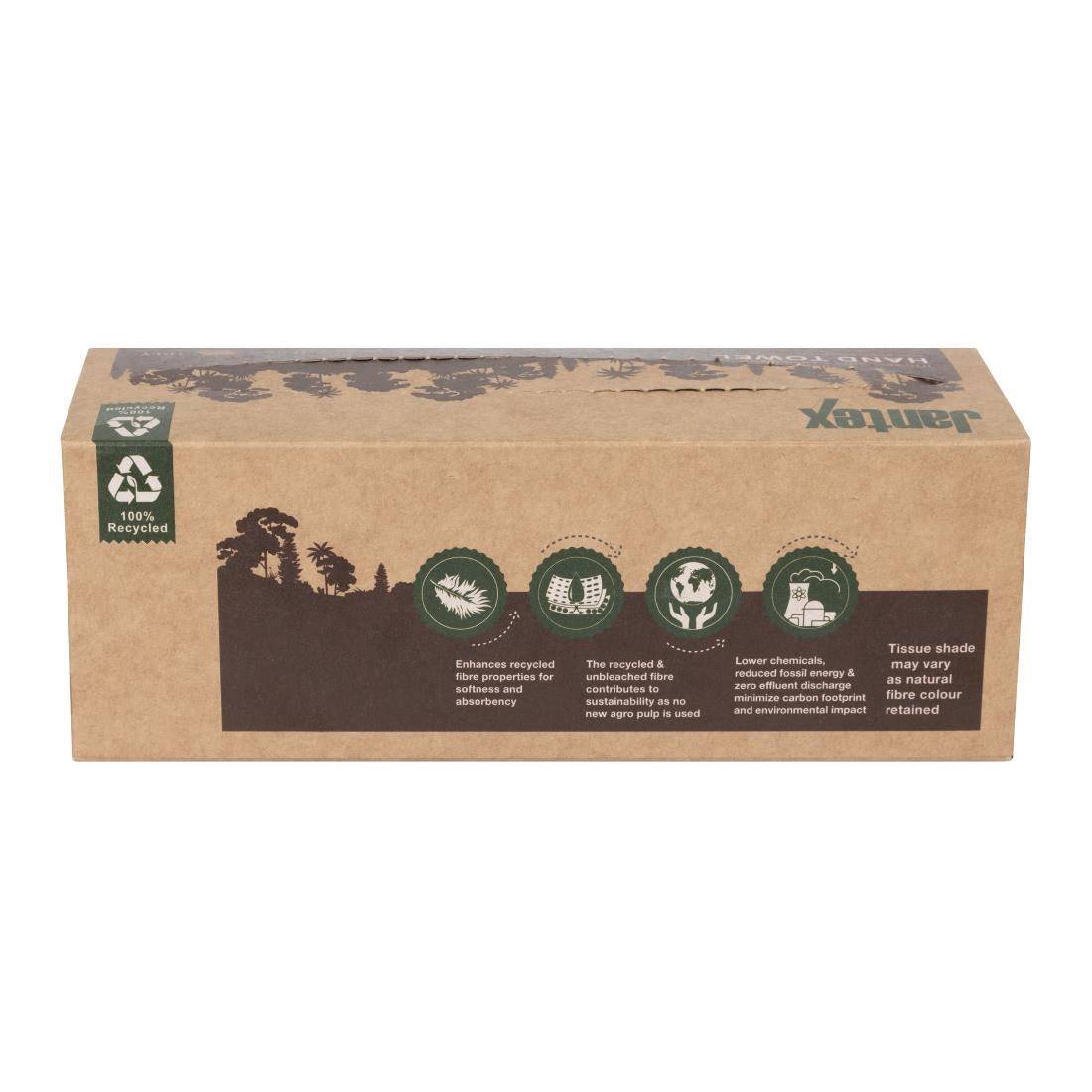 HY595 Jantex Green 100% Recycled Hand Towel 1ply 100 Sheets (36 Pack)
