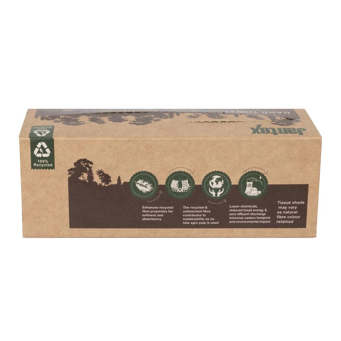 HY595 Jantex Green 100% Recycled Hand Towel 1ply 100 Sheets (36 Pack)