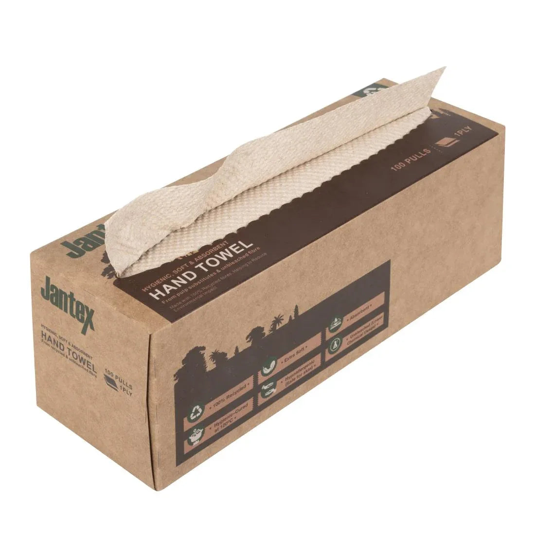 HY595 Jantex Green 100% Recycled Hand Towel 1ply 100 Sheets (36 Pack)