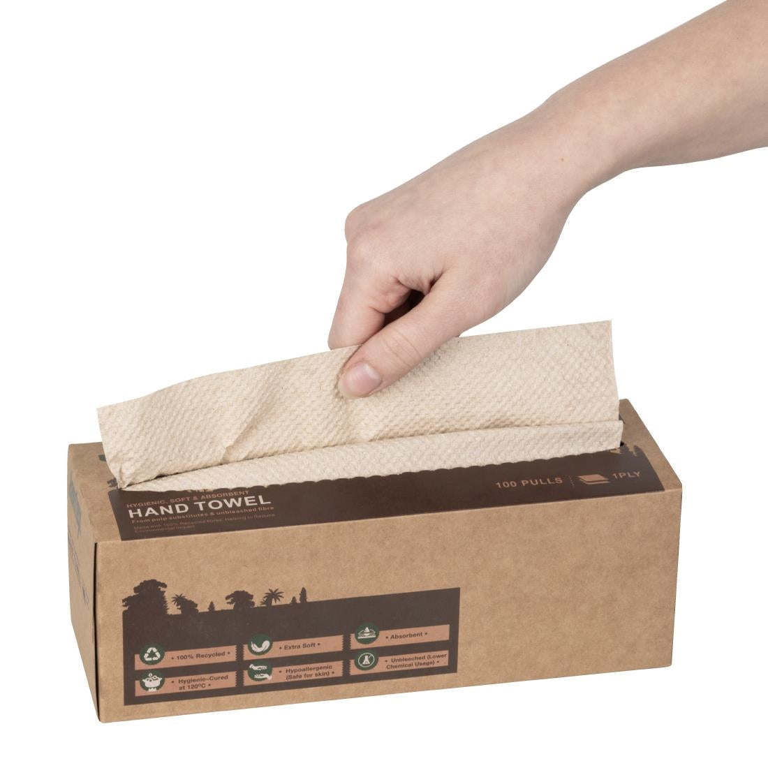 HY595 Jantex Green 100% Recycled Hand Towel 1ply 100 Sheets (36 Pack)