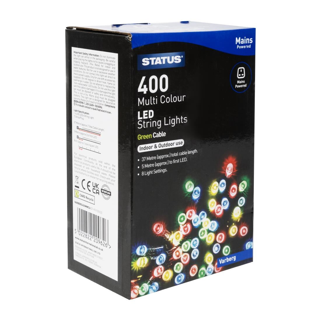 HY743 Status Varberg 400 Multi Coloured LED Indoor/Outdoor String Lights