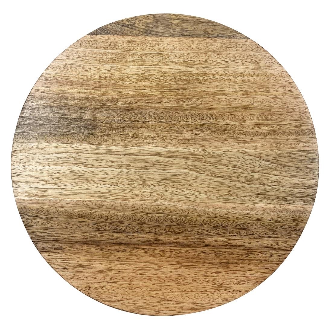 HY752 Olympia Round Display Stand Mango Wood with Metal Legs 300x80mm