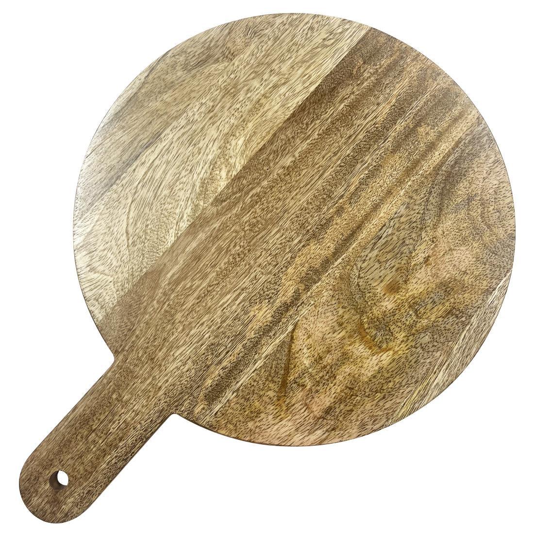 HY754 Olympia Round Handled Display Stand Mango Wood with Metal Legs 400x300x80mm