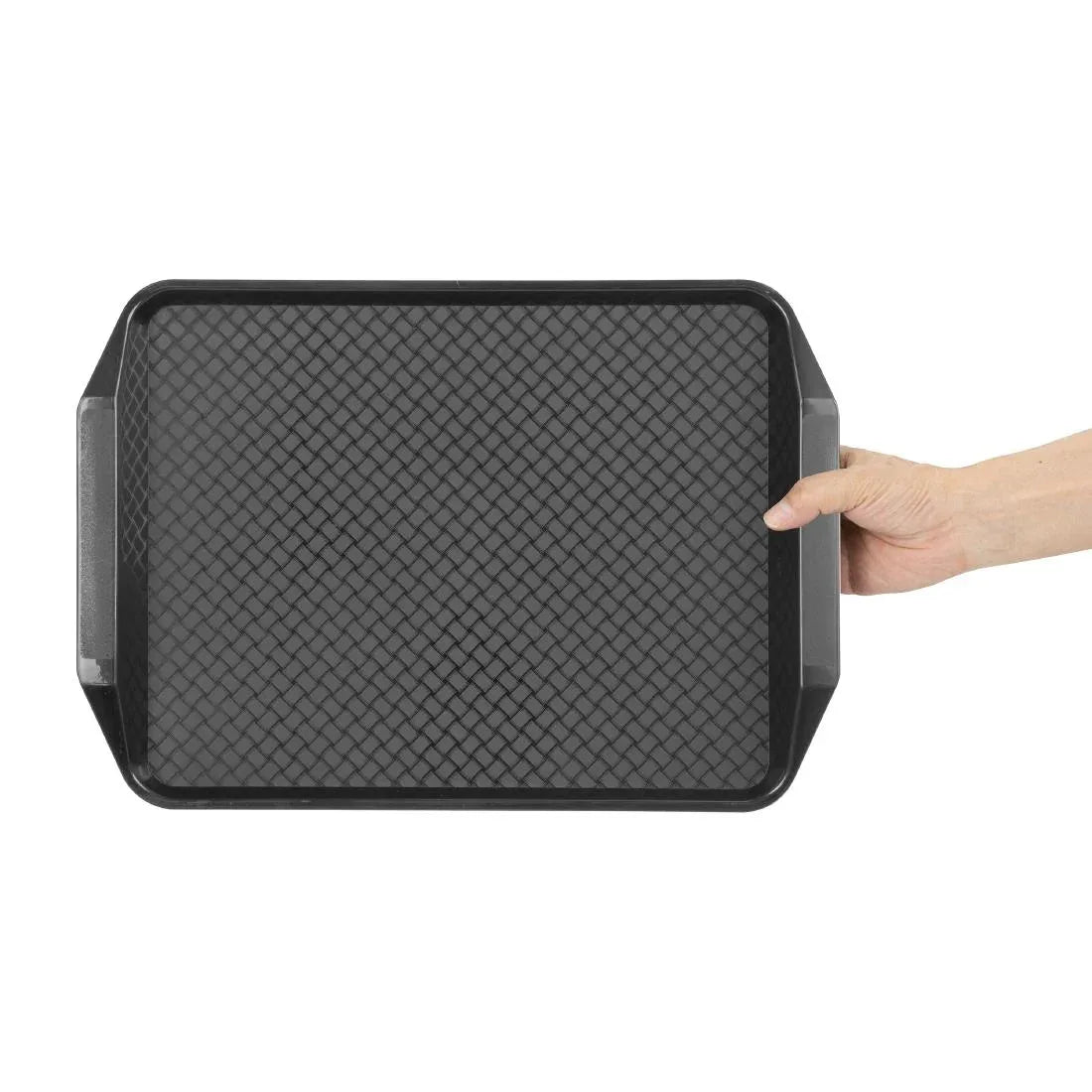 HY809 - Olympia Kristallon Handled Fast Food Tray Black 435x305mm