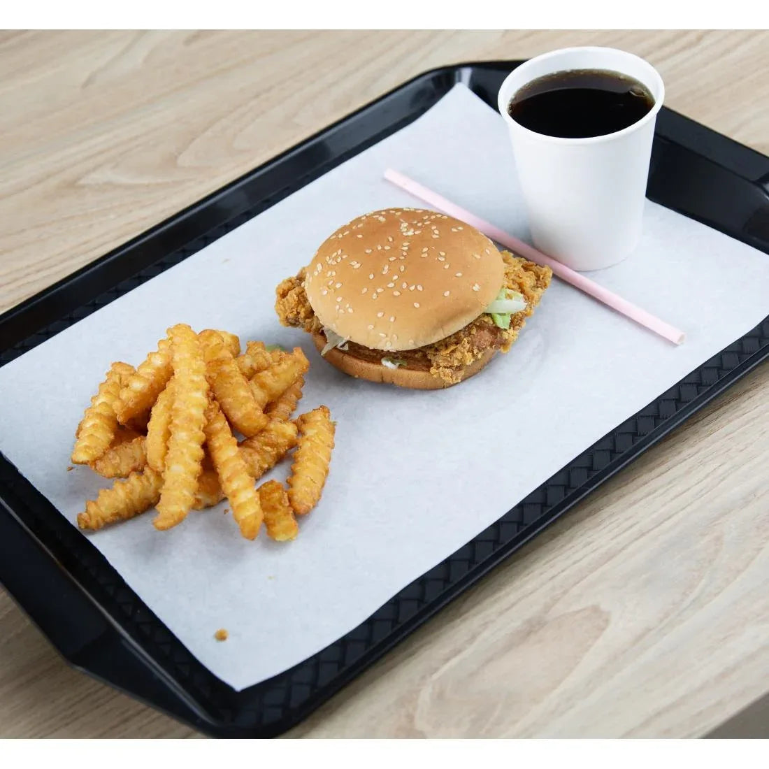 HY809 - Olympia Kristallon Handled Fast Food Tray Black 435x305mm