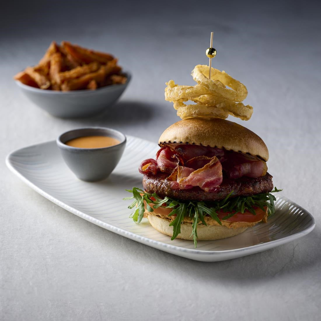 HY910 Churchill Era Grey Chef's Oblong Plates 350x187mm (Pack of 6)