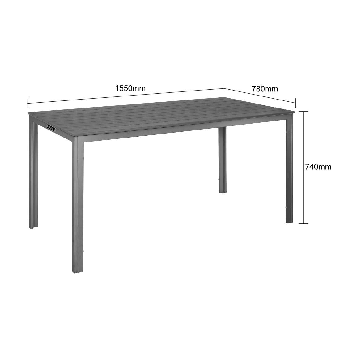 HZ020 - Bolero Valletta Grey Slatted Outdoor Table 1560mm