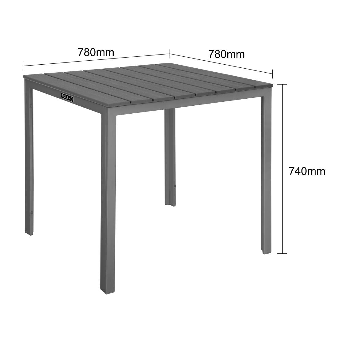 HZ021 - Bolero Valletta Grey Slatted Outdoor Table 780mm