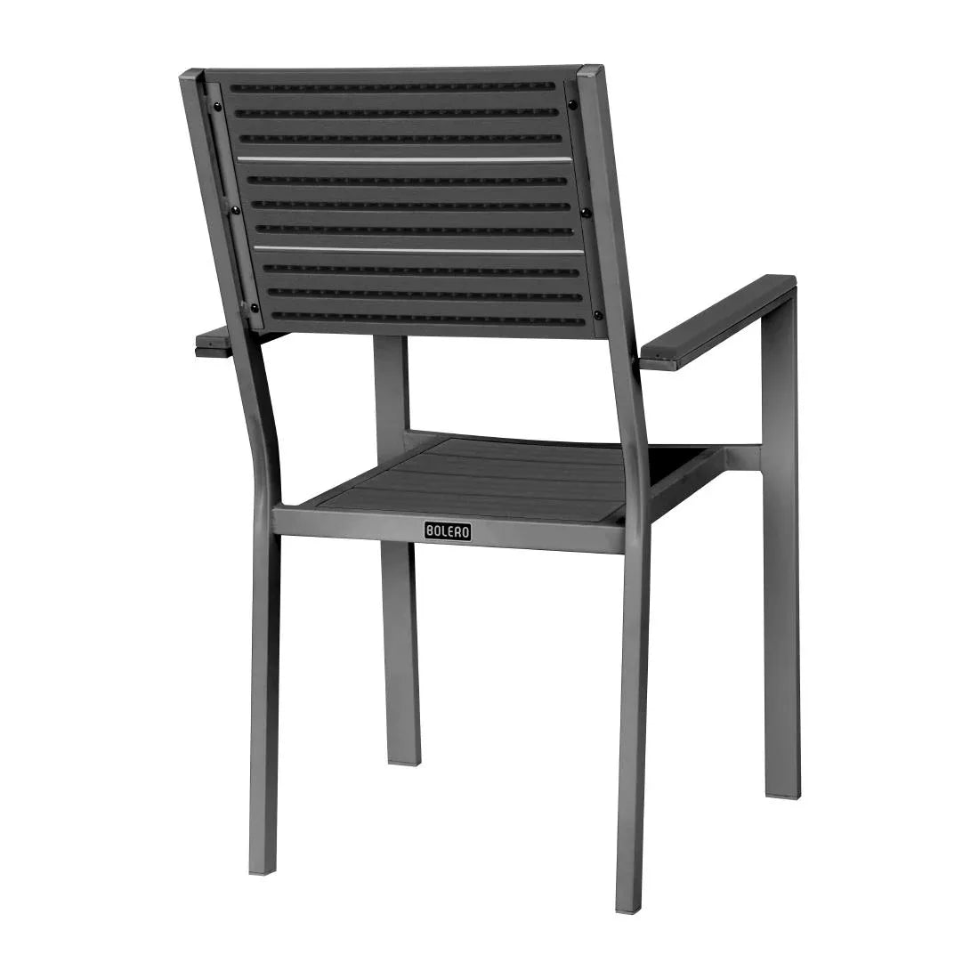 HZ022 - Bolero Valletta Grey Slatted Armchairs (4 Pack)