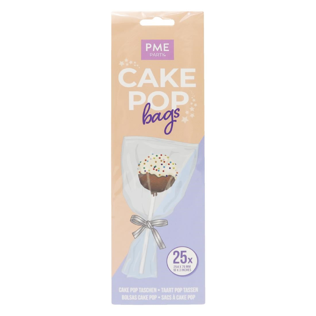 HZ061 - PME Cake Pop Bags with Silver Ties 254x76mm (Pack 25)