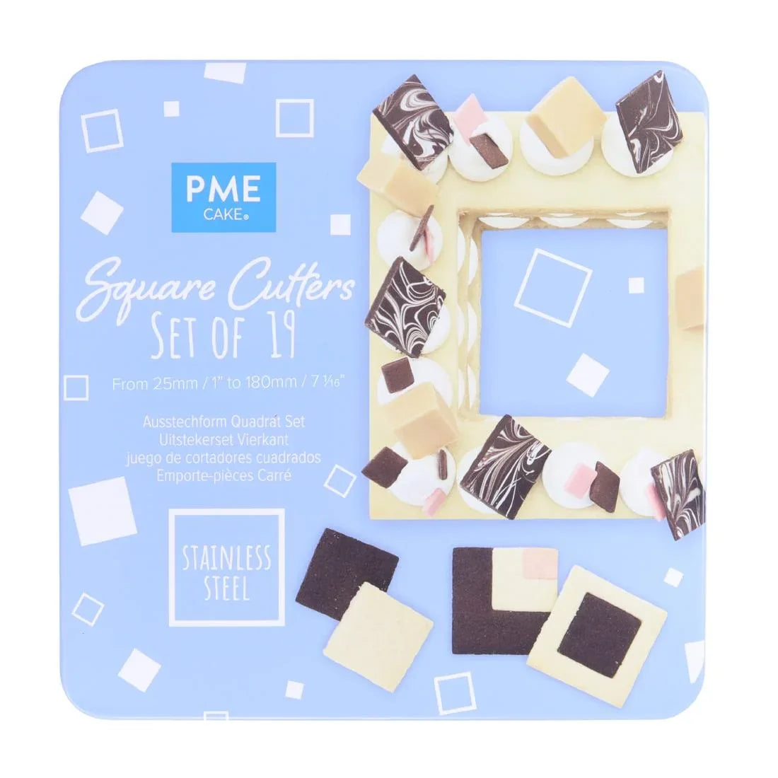 HZ072 - PME Square Stainless Steel Cutters (Pack 19)
