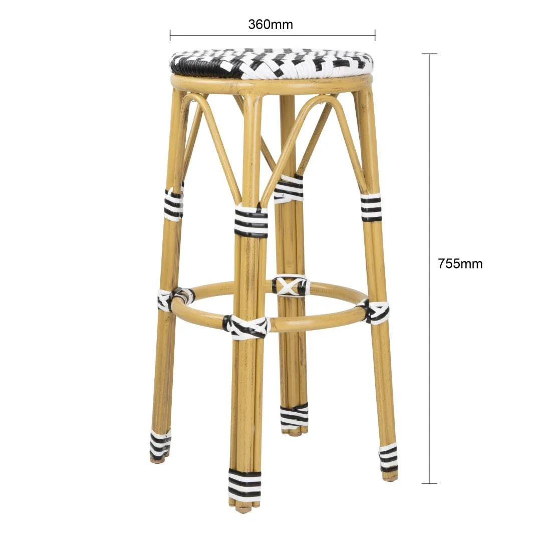 HZ144 - Bolero Parisian Style PE Rattan Bar Stools Black (2 Pack)