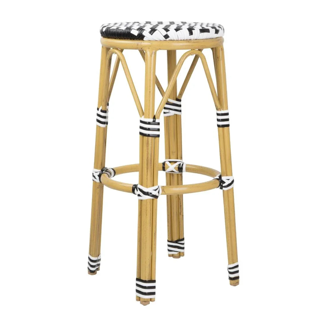 HZ144 - Bolero Parisian Style PE Rattan Bar Stools Black (2 Pack)