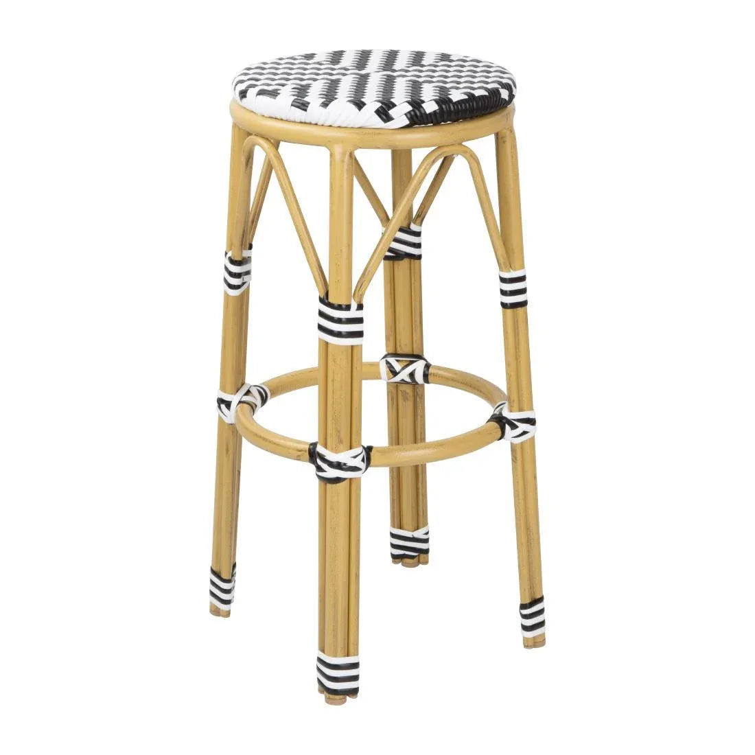 HZ144 - Bolero Parisian Style PE Rattan Bar Stools Black (2 Pack)