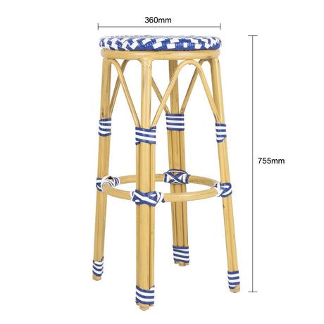 HZ145 - Bolero Parisian Style PE Rattan Bar Stools Blue (2 Pack)