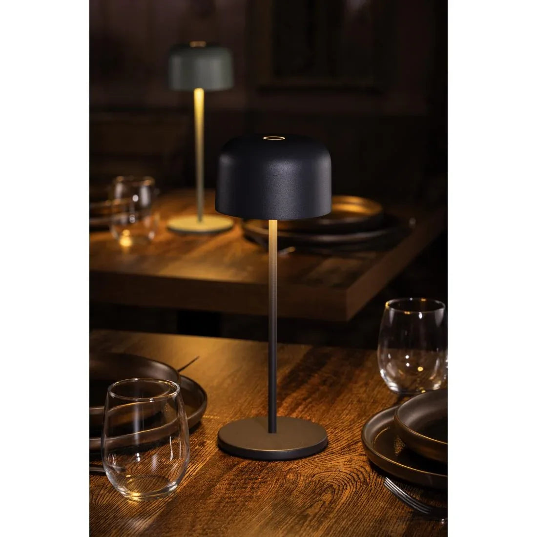 HZ211 - Olympia Siena Table Lamp Round Dome Grey 300mm