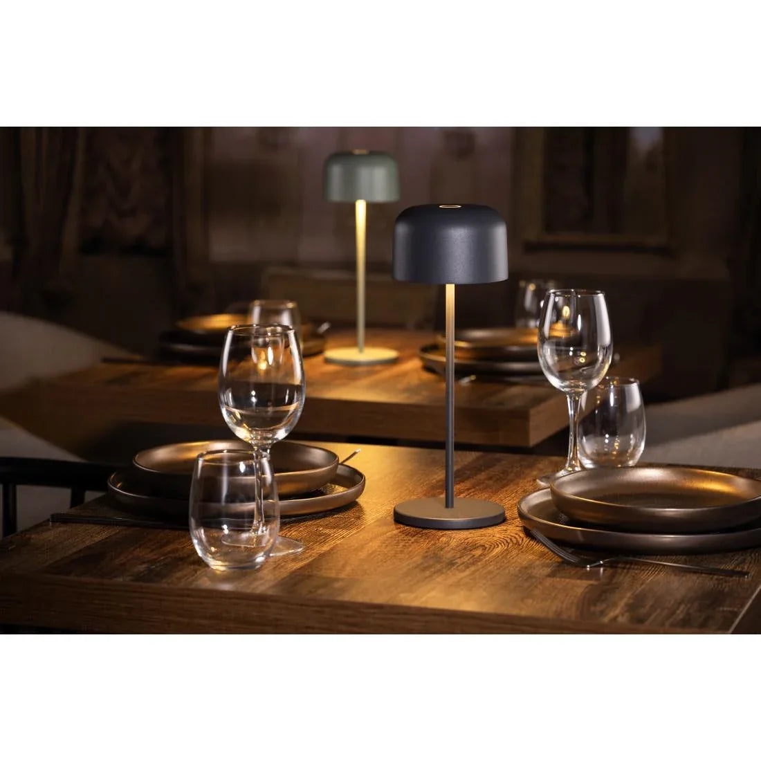 HZ211 - Olympia Siena Table Lamp Round Dome Grey 300mm