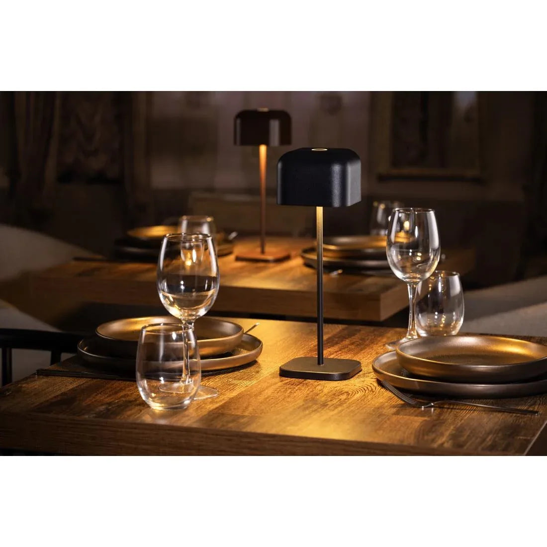 HZ212 - Olympia Lucca Table Lamp Squared Dome Black 300mm