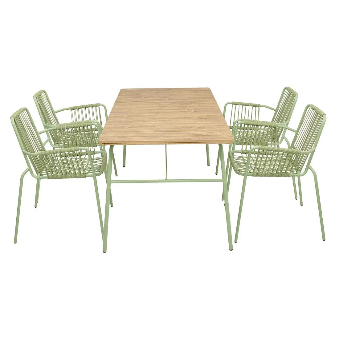 HZ219 Bolero Melbourne Rope Design Arm Chairs Light Green (Set 4)