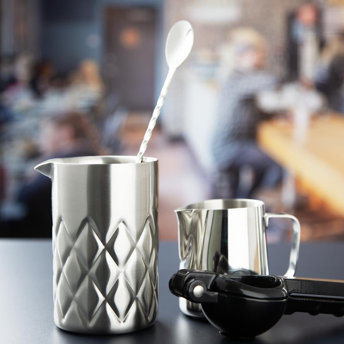 HZ236 Olympia Double Wall Mixing Glass Stainless Steel 139x87mm