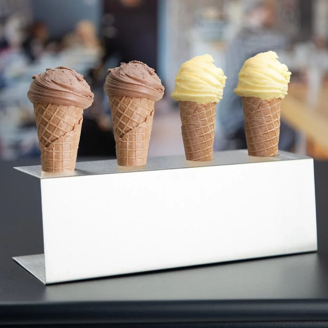 HZ237 Olympia Ice Cream Holder 4 Cone Stainless Steel - 270x97x90mm