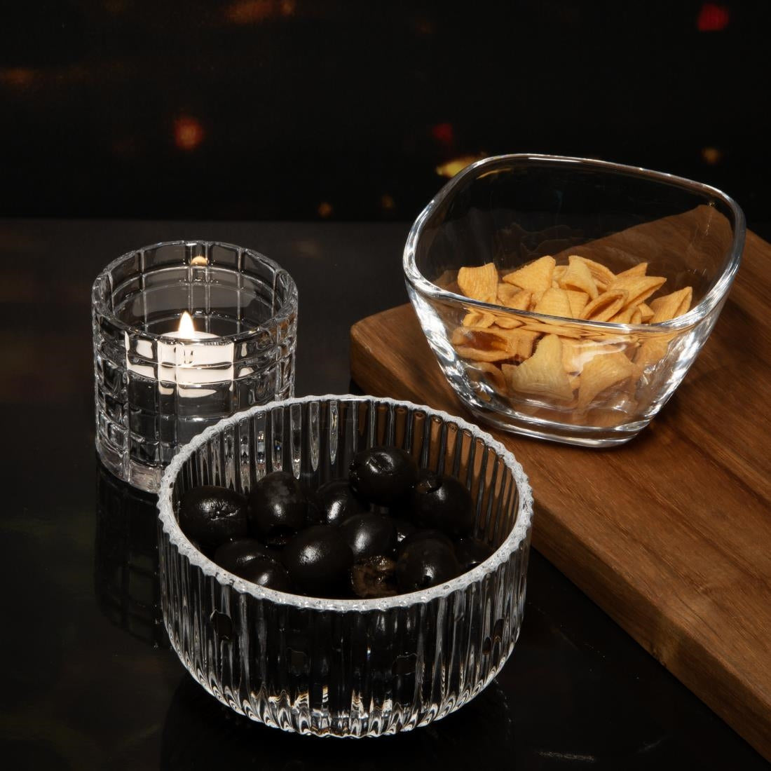 HZ334 Olympia Square Glass Snack Bowl Tall - 100x60mm (Box 6)