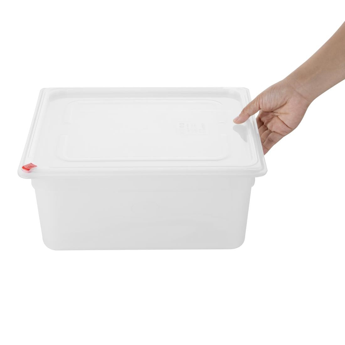 HZ351 Hygiplas Click PP GN Pan 2/3 with Lid and 7 colour clips - 150mm 12L (Pack 4)