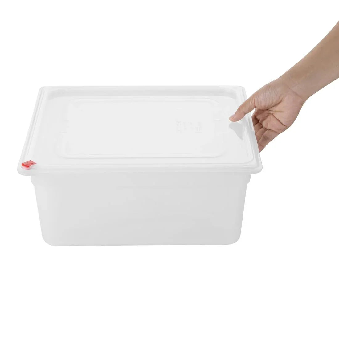 HZ351 Hygiplas Click PP GN Pan 2/3 with Lid and 7 colour clips - 150mm 12L (Pack 4)