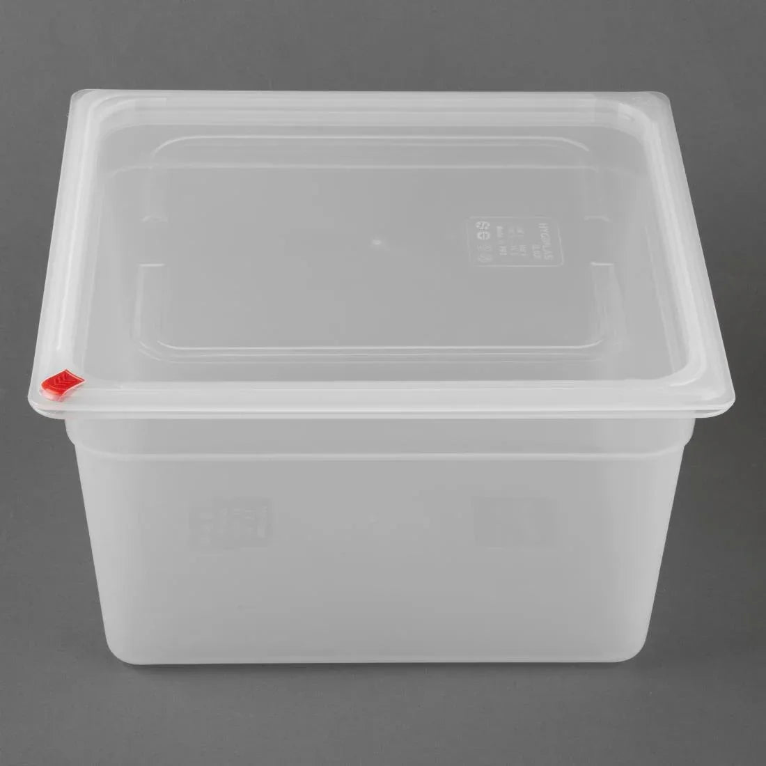 HZ352 Hygiplas Click PP GN Pan 2/3 with Lid and 7 colour clips - 200mm 16.1L(Pack 4)