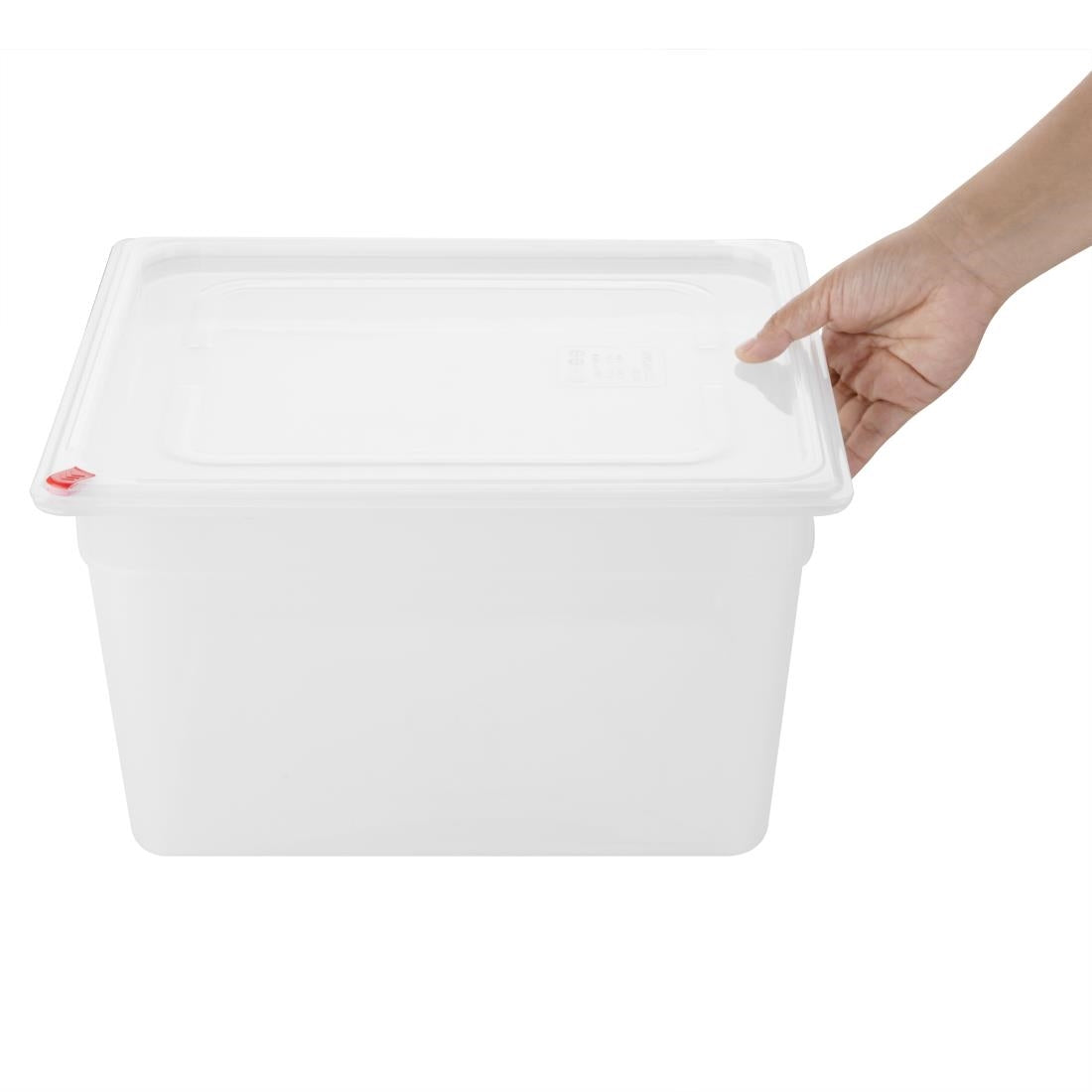 HZ352 Hygiplas Click PP GN Pan 2/3 with Lid and 7 colour clips - 200mm 16.1L(Pack 4)