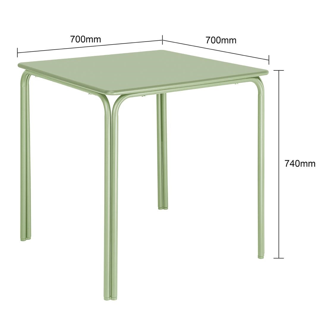 HZ357 Bolero Adeline Steel Square Table 700mm Light Green