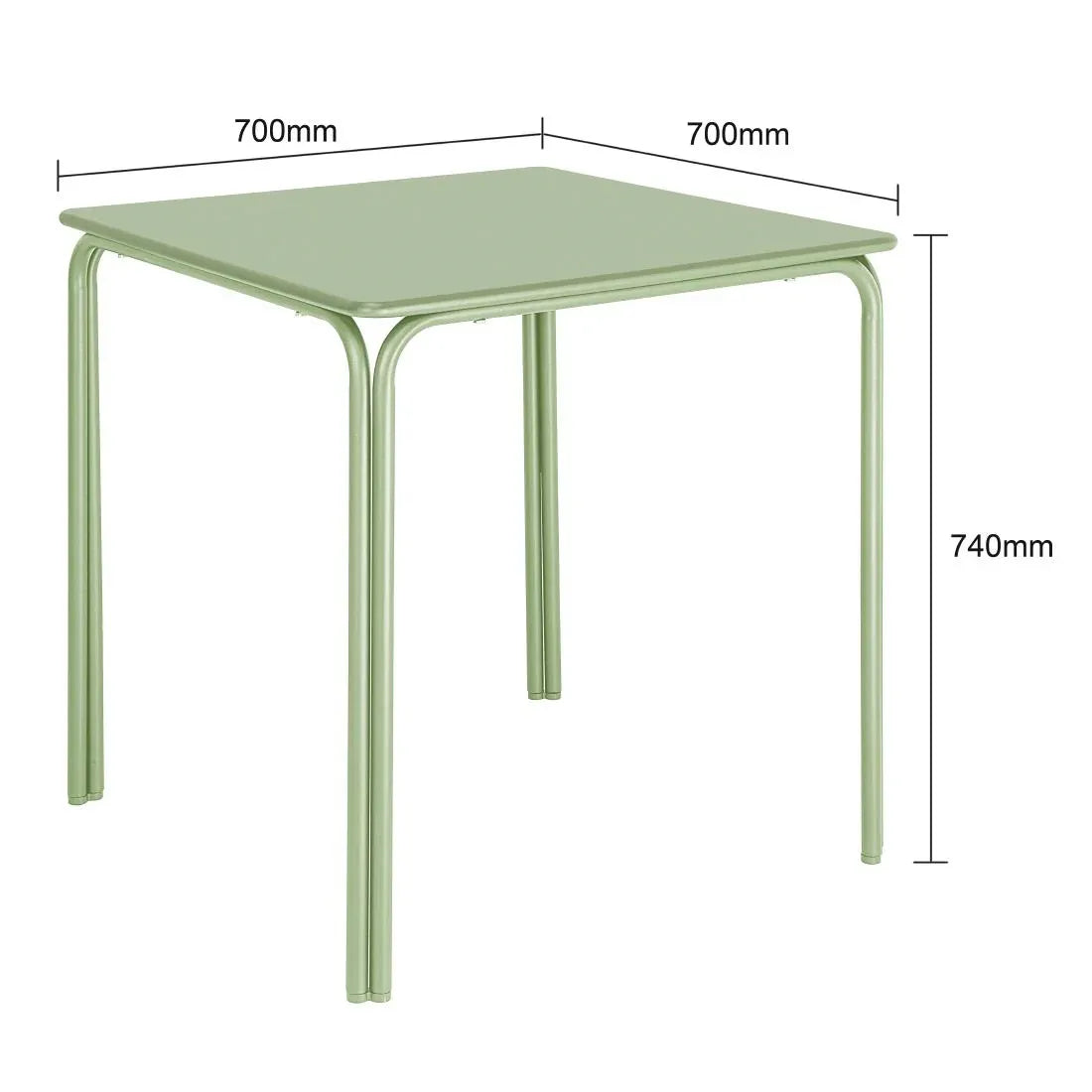 HZ357 Bolero Adeline Steel Square Table 700mm Light Green