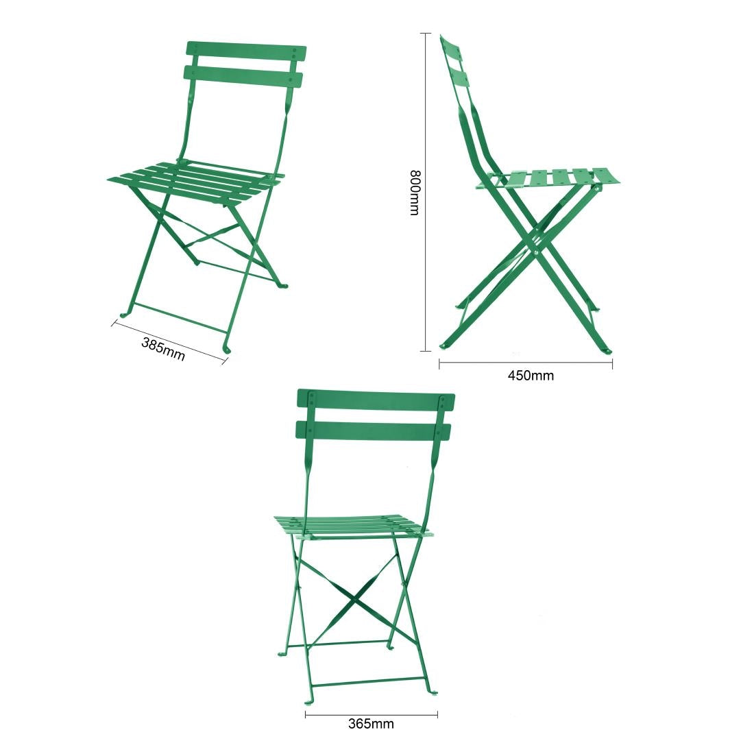 HZ364 Bolero Perth Forest Green Pavement Style Steel Folding Chairs (2 Pack)