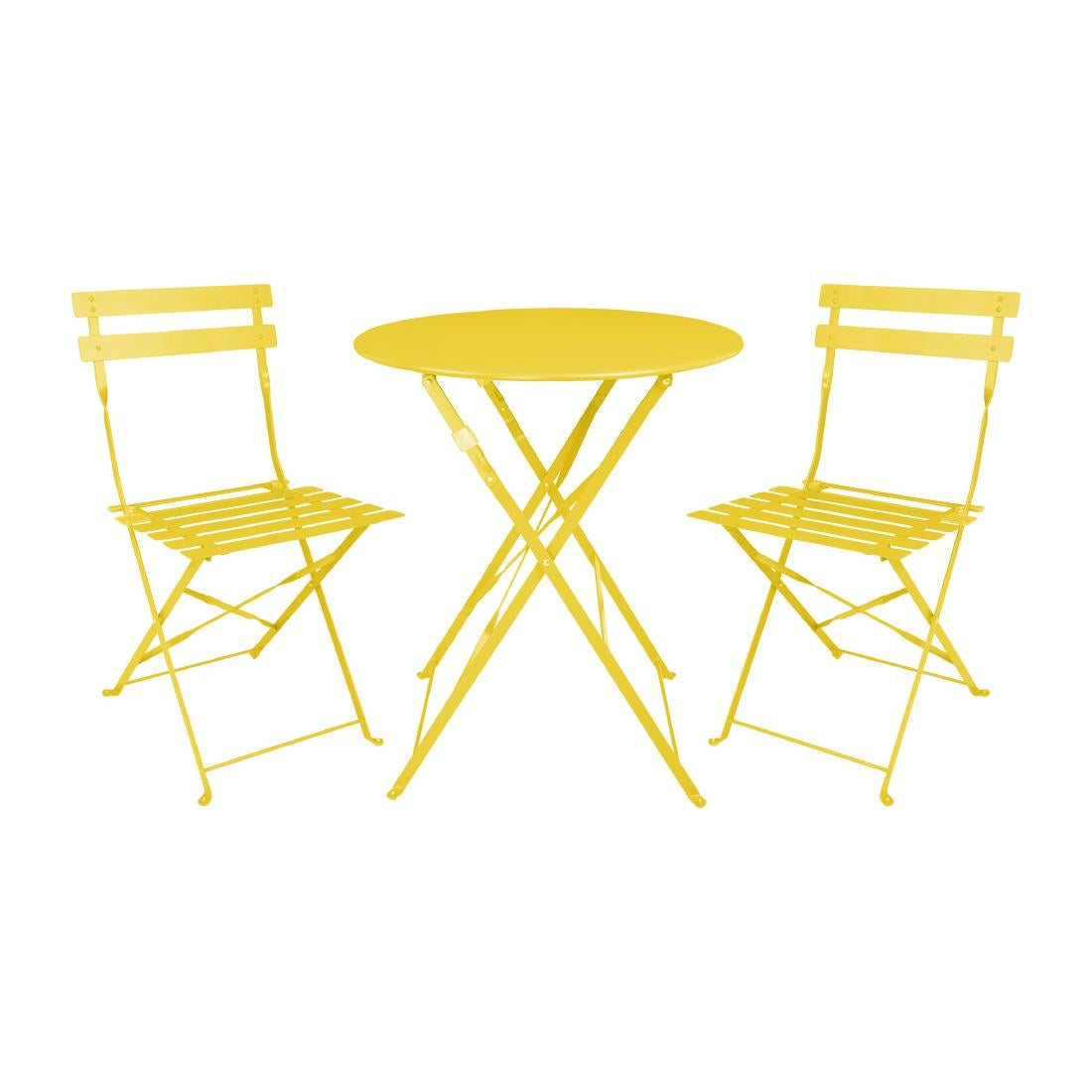HZ365 Bolero Perth Mellow Yellow Pavement Style Steel Folding Chairs (2 Pack)