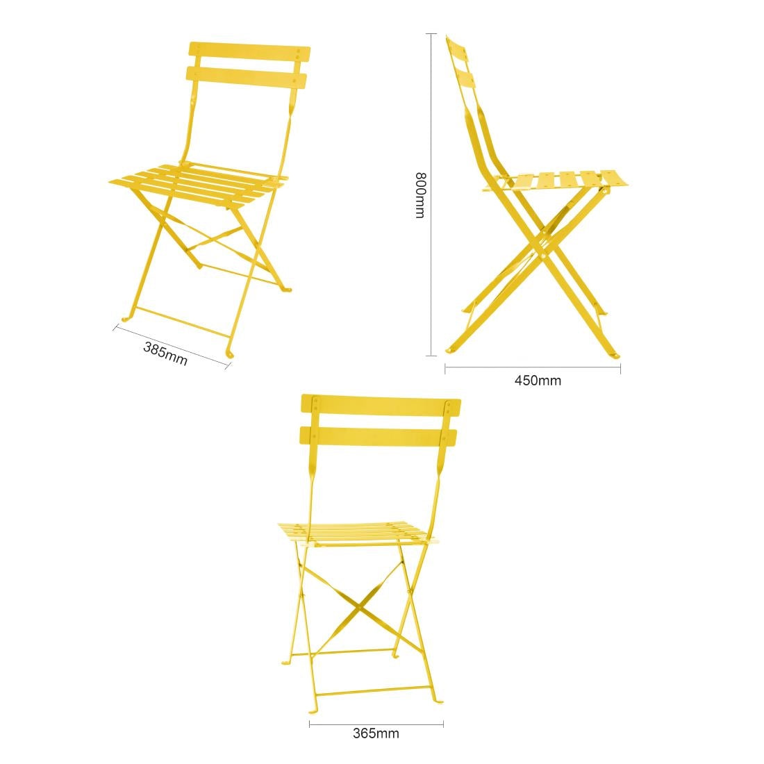 HZ365 Bolero Perth Mellow Yellow Pavement Style Steel Folding Chairs (2 Pack)