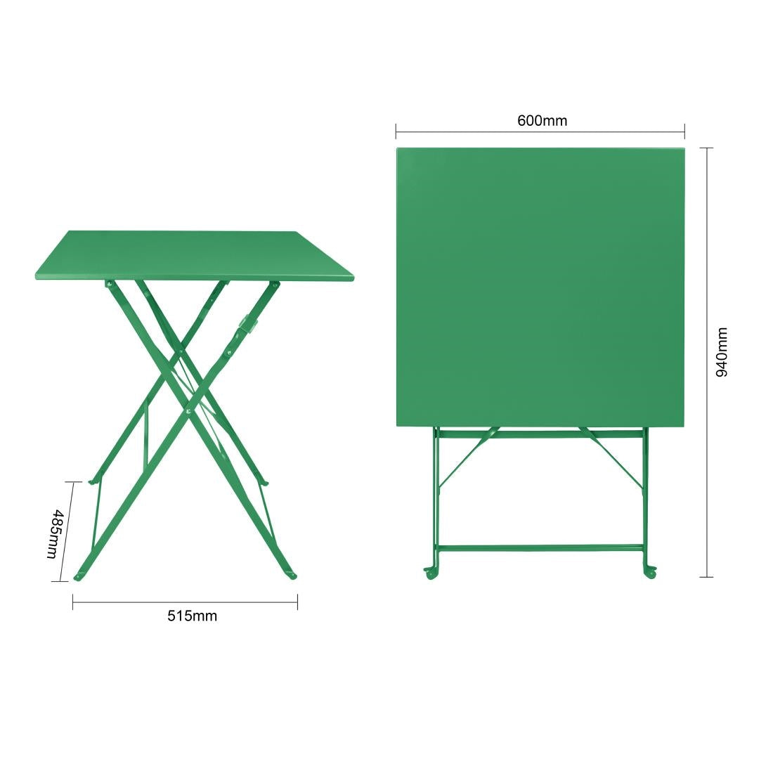 HZ366 Bolero Perth Forest Green Pavement Style Square Table 600mm