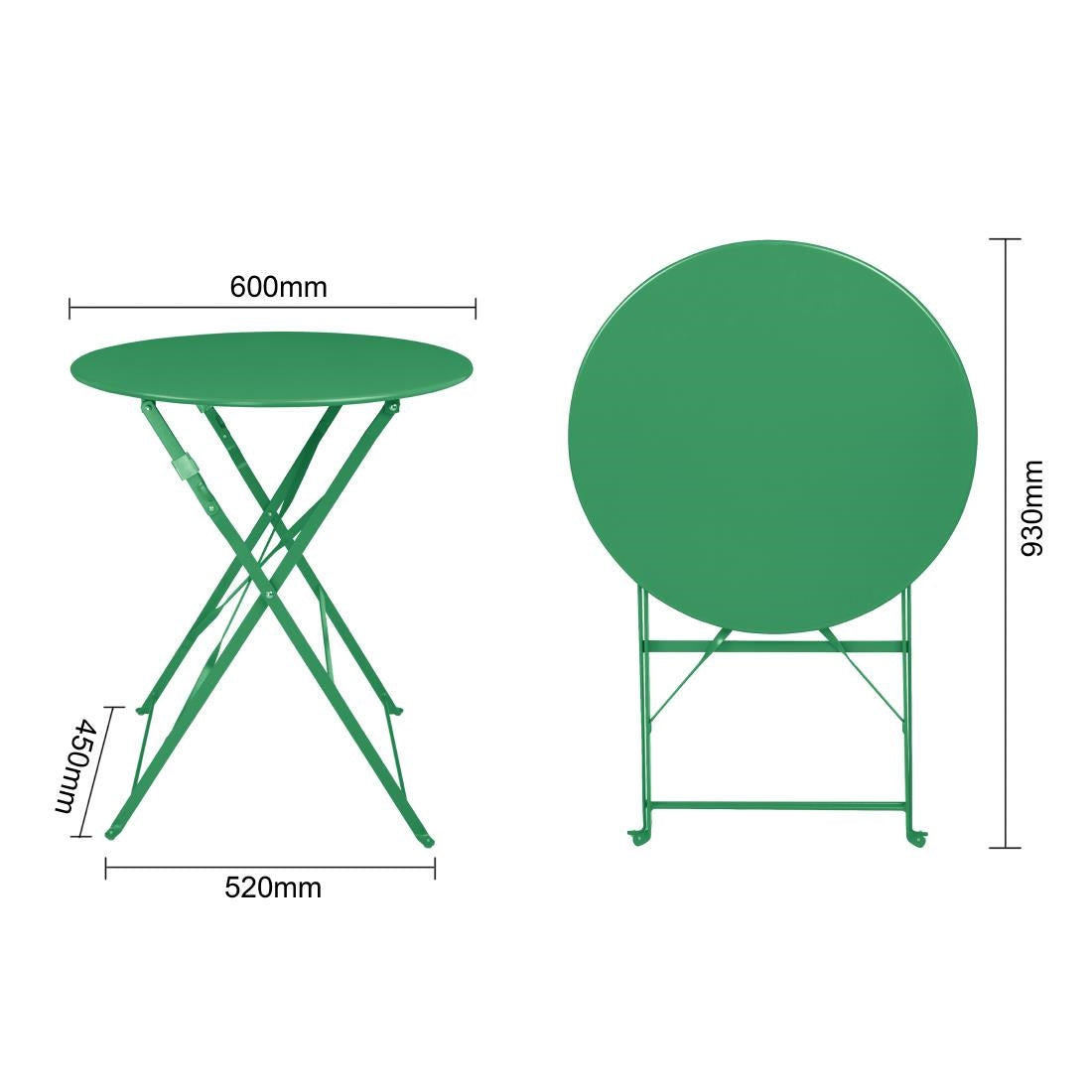 HZ367 Bolero Perth Forest Green Pavement Style Round Table 600mm