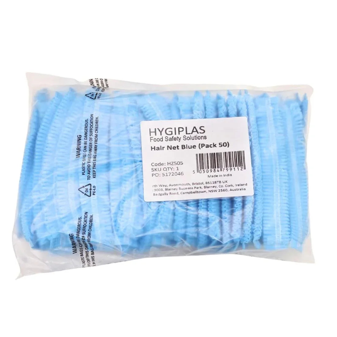 HZ505 Hygiplas Hair Nets - Blue (50 Pack)