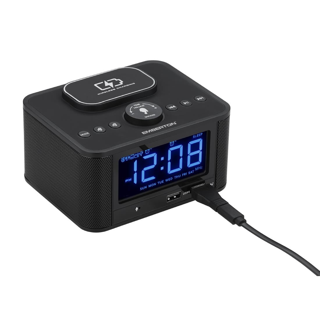 HZ529 - Emberton Bodmin Multi-Function Alarm Clock with Wireless Charging & Speaker