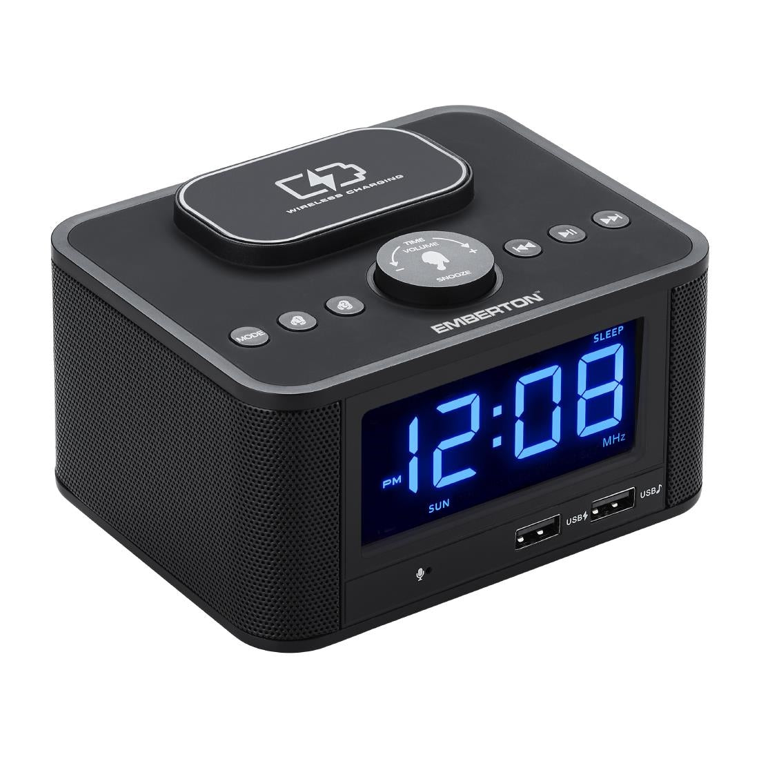 HZ529 - Emberton Bodmin Multi-Function Alarm Clock with Wireless Charging & Speaker