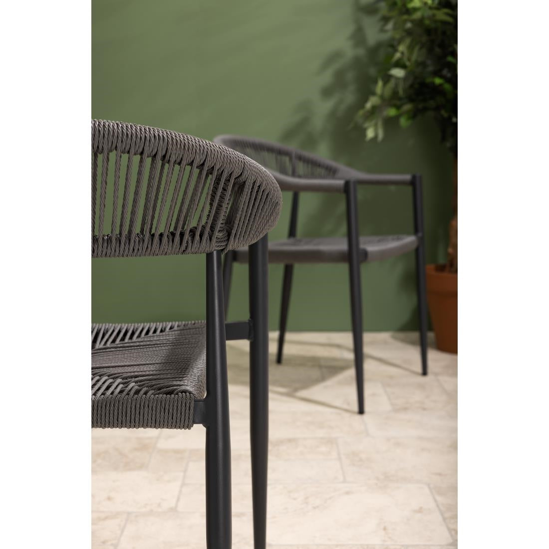 HZ590 Bolero Eden PE Twist Rattan Outdoor Arm Chair Charcoal (Set 4)