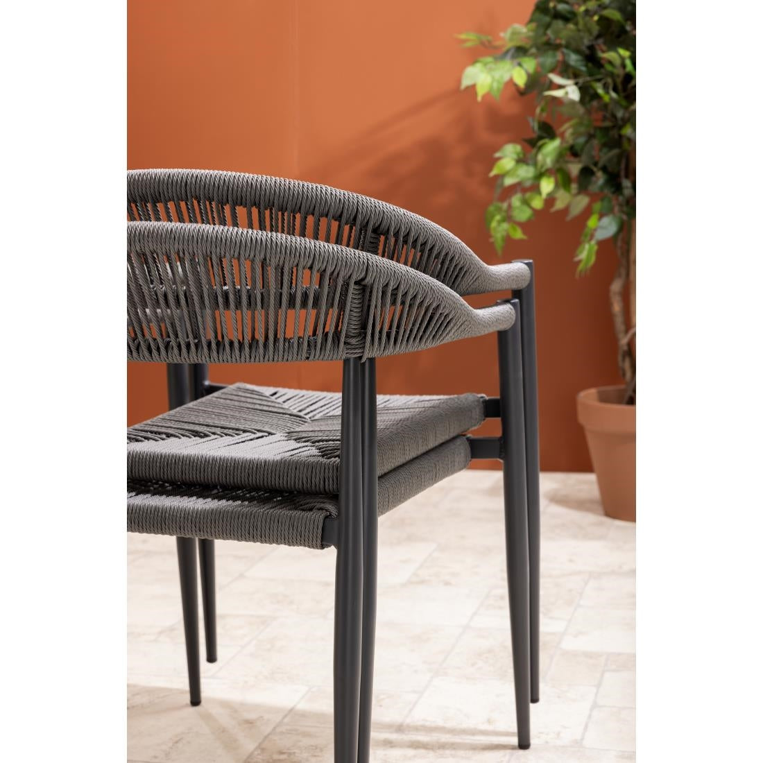 HZ590 Bolero Eden PE Twist Rattan Outdoor Arm Chair Charcoal (Set 4)